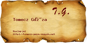 Tomecz Géza névjegykártya